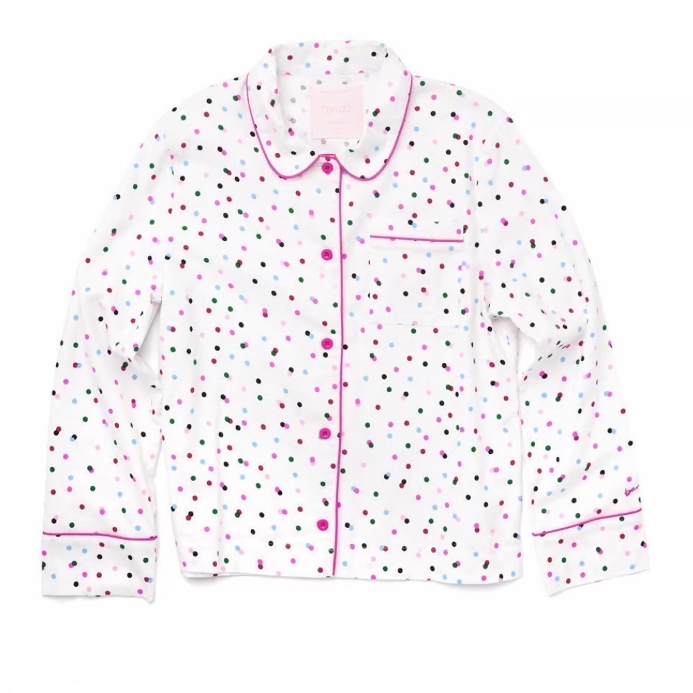 Bando White and Pink Party Dot Flannel Pajama Set